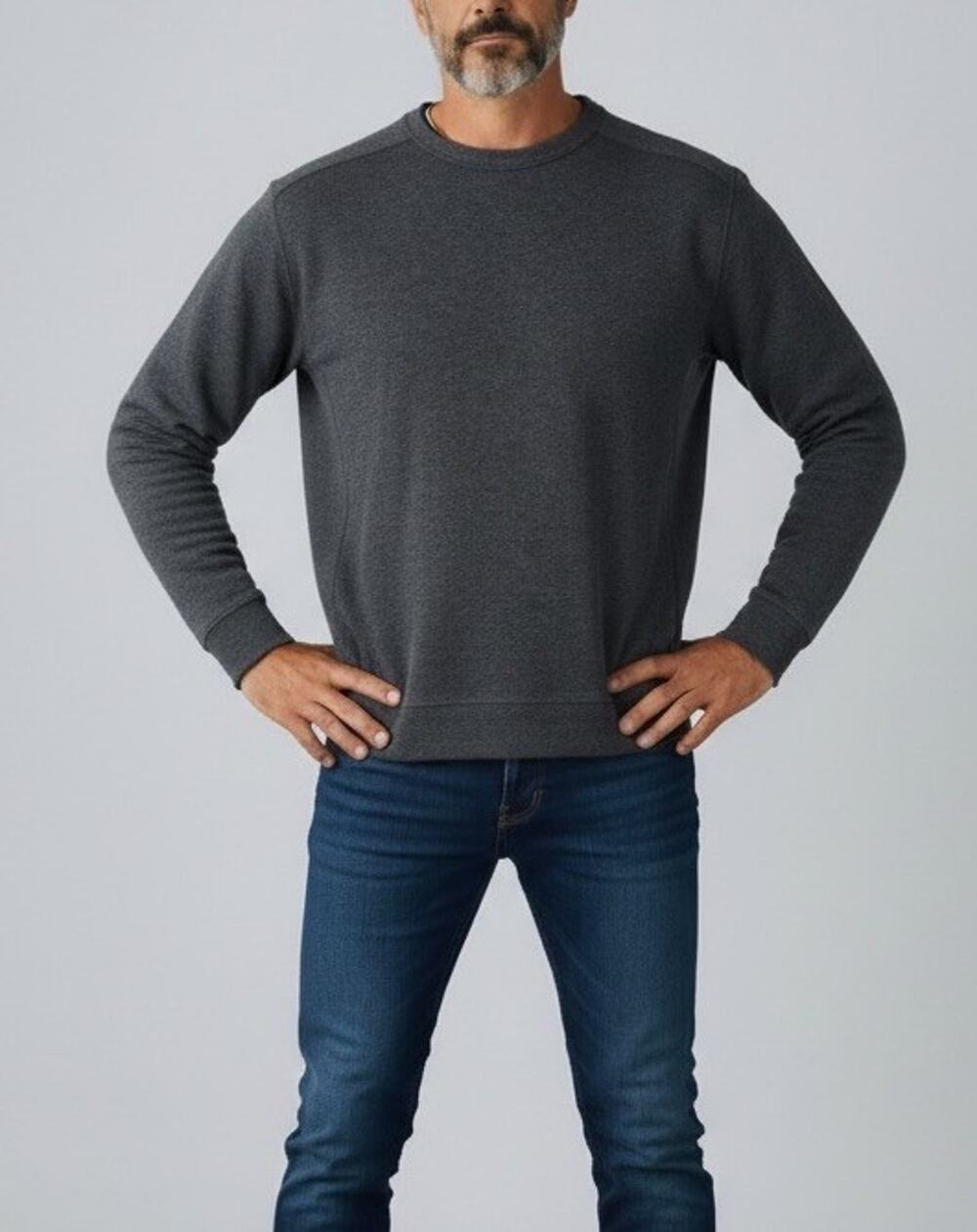 Banana Republic Slub Double Knit Charcoal Gray Crew Neck Long Sleeve T Shirt XXL